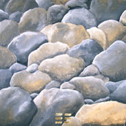Erde, Acryl und Blattmetall